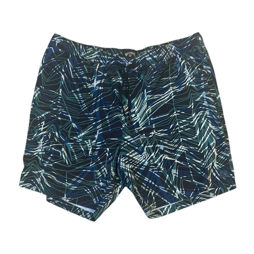 Billabong Men's Abstract Leaf 6" Black Blue Green Swim Shorts XL